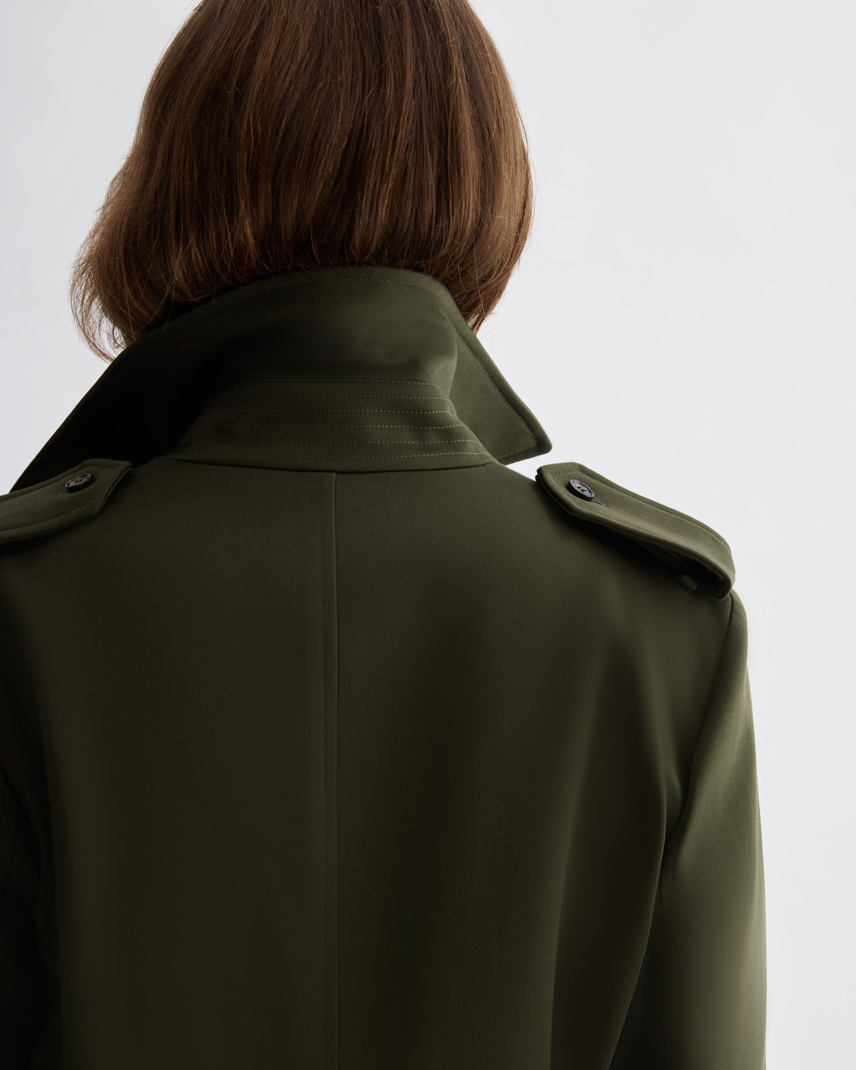 Amara Trench Coat in Cotton, Olive - Veronica De Piante
