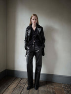 Audrey Trousers in Leather, Black - Veronica De Piante