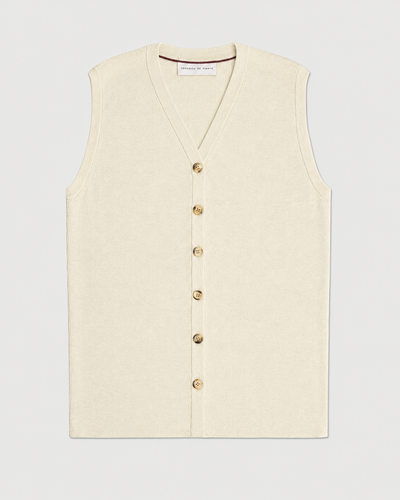 Alice Vest in Merino Wool, Cream