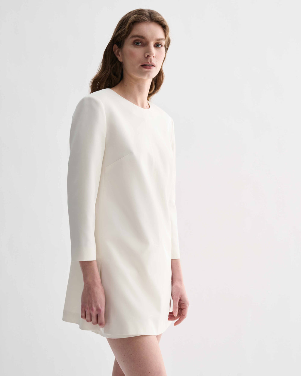 Off-white silk Ambar Tunic by Veronica De Piante, featuring a relaxed fit and elegant drape, perfect for stylish tops.