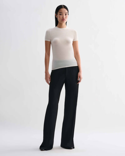 Veronica De Piante Bea Knit Top in superfine merino wool, off-white color, showcasing a cozy, fitted knit design.