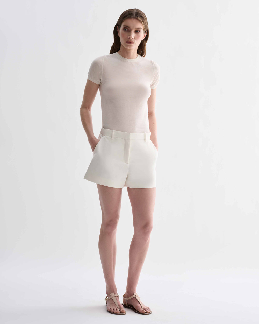 Belle Shorts in Silk, Off-White