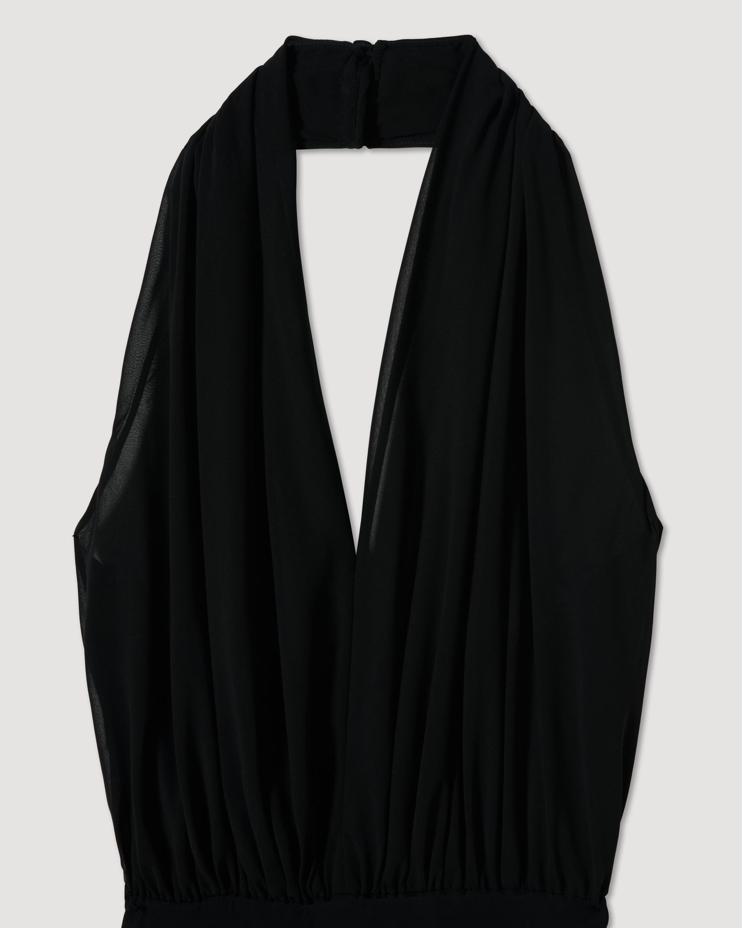 Valerie Bodysuit in Gathered Chiffon,  Black