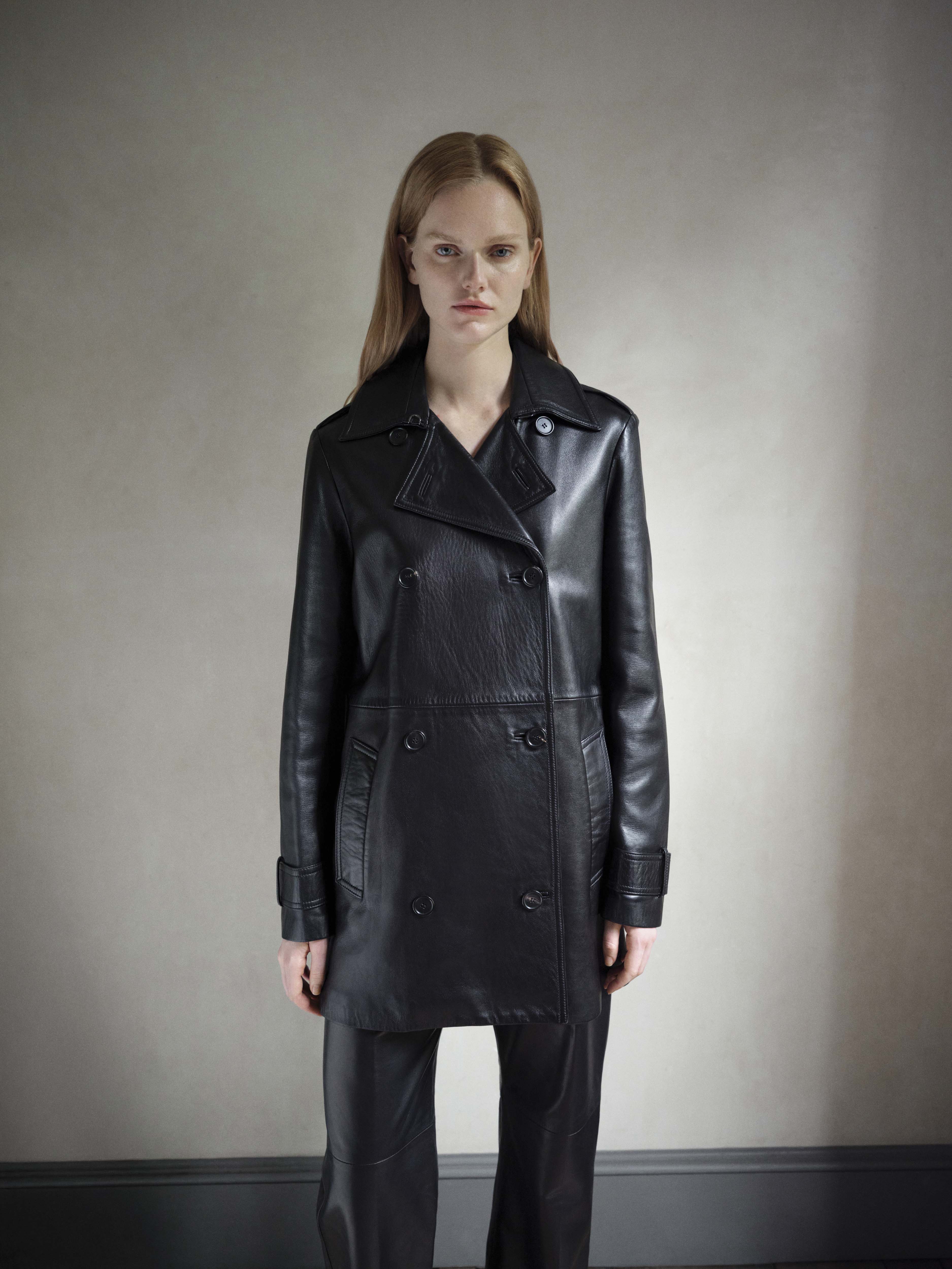 Charlotte Trench in Leather, Black - Veronica De Piante