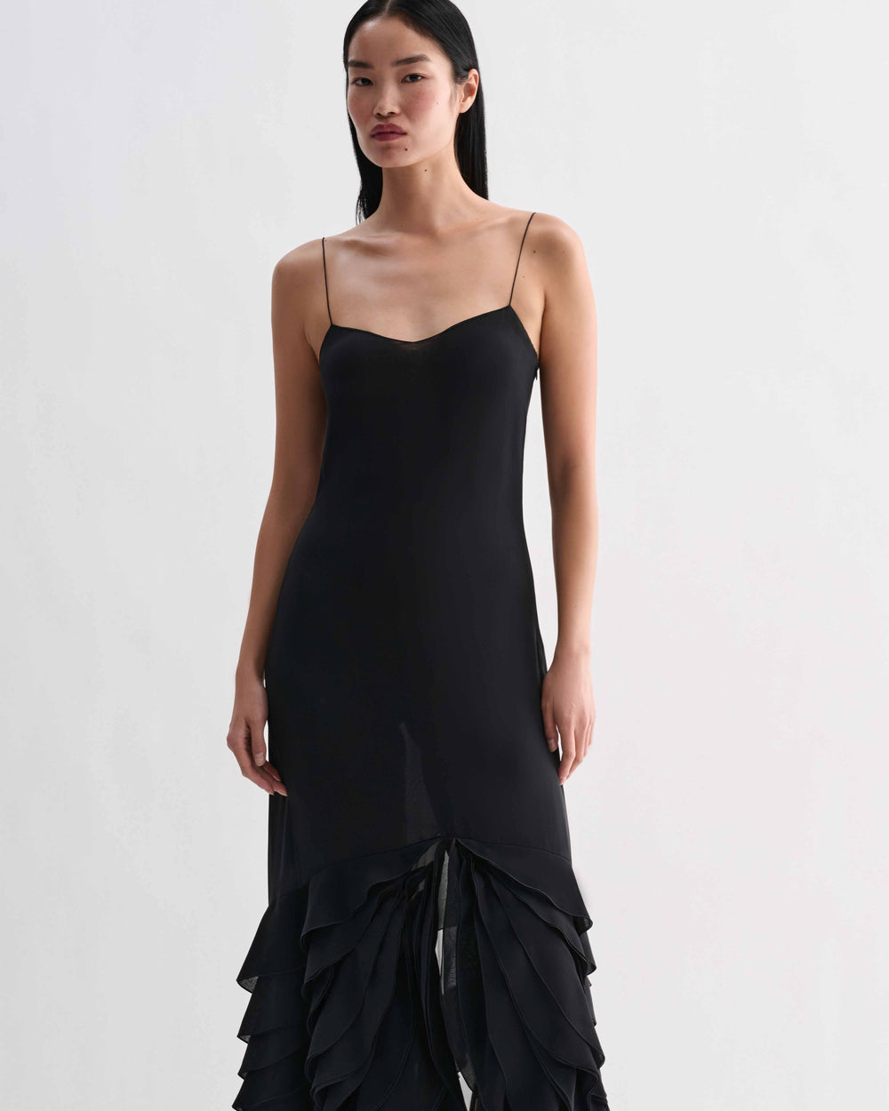 Calista Dress in Georgette, Black