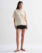 Off-white Carys knit T-shirt by Veronica De Piante, featuring a soft viscose fabric and casual, comfortable fit.