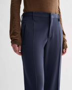 Dylan tailored trousers in petrol blue pure wool. Straight-leg suit bottoms, clean menswear-inspired design