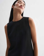 Black silk Honor Tunic top by Veronica De Piante, featuring a sleek, elegant design and smooth fabric.