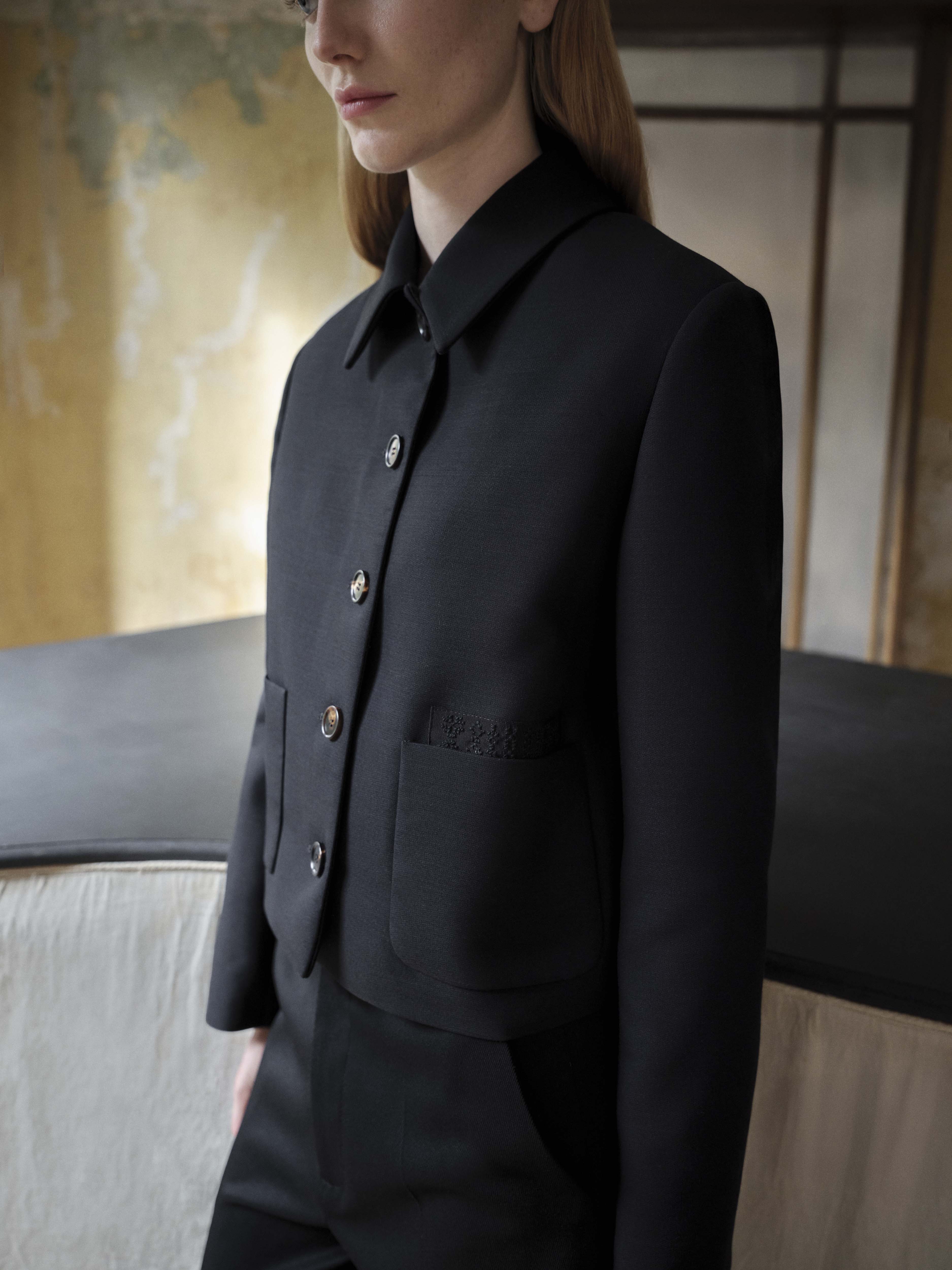 Ines Jacket in Wool Viscose, Black - Veronica De Piante