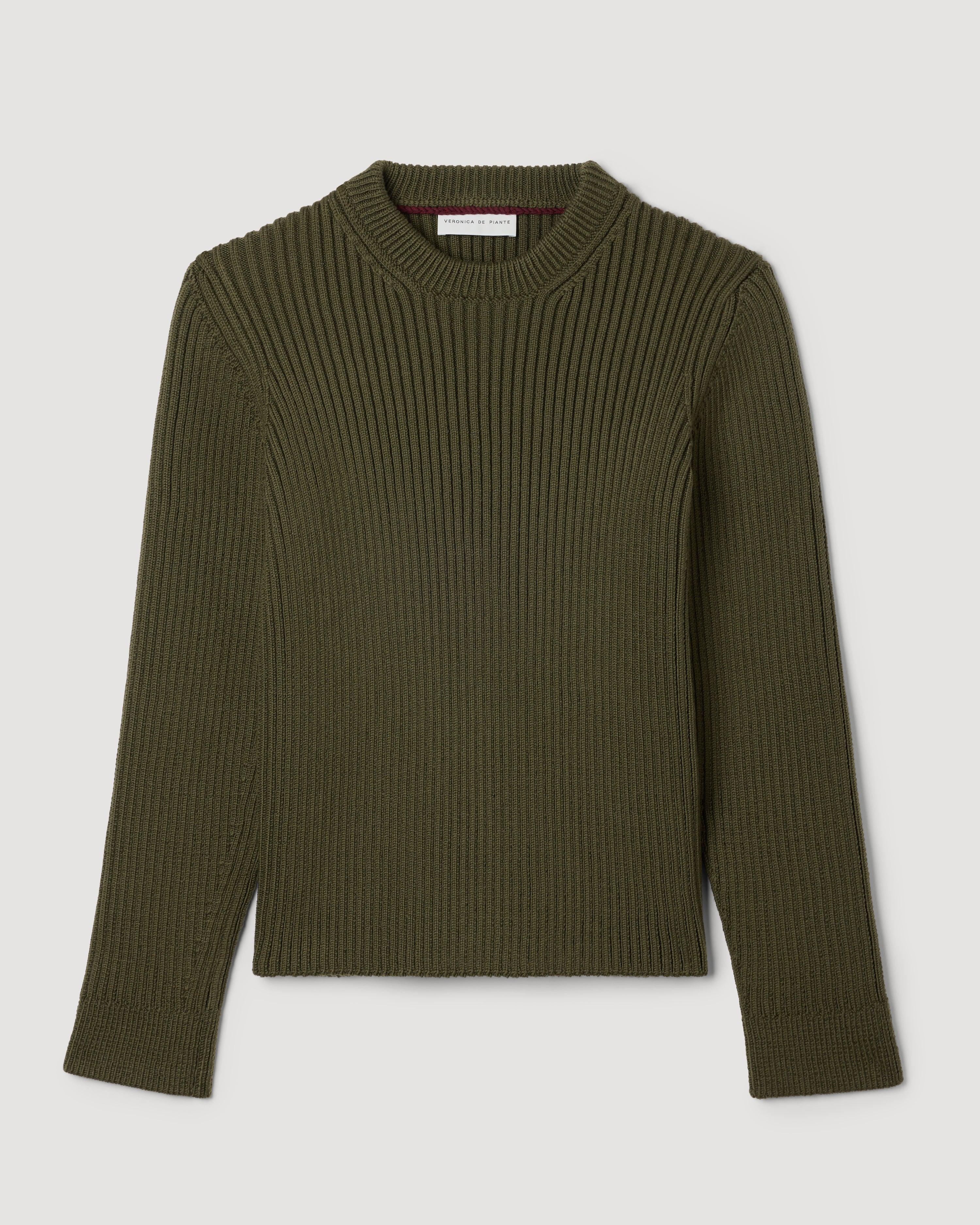 Ivy Sweater in Merino Wool, Olive