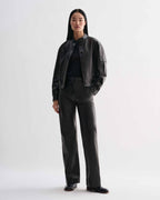 Black Juno jacket in soft Nappa leather by Veronica De Piante, featuring a sleek design and tailored fit.
