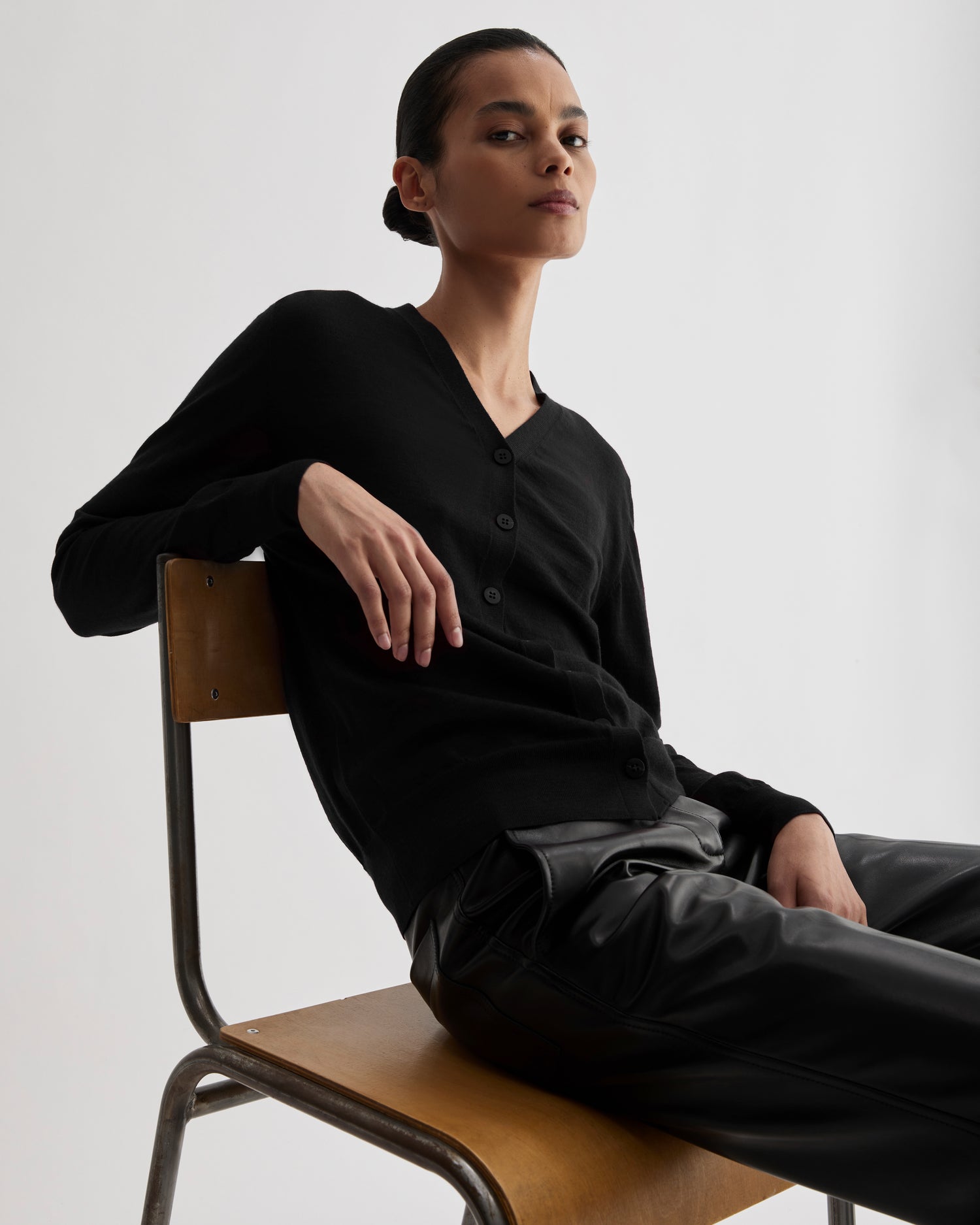 Katie Cardigan in Merino Wool, Black