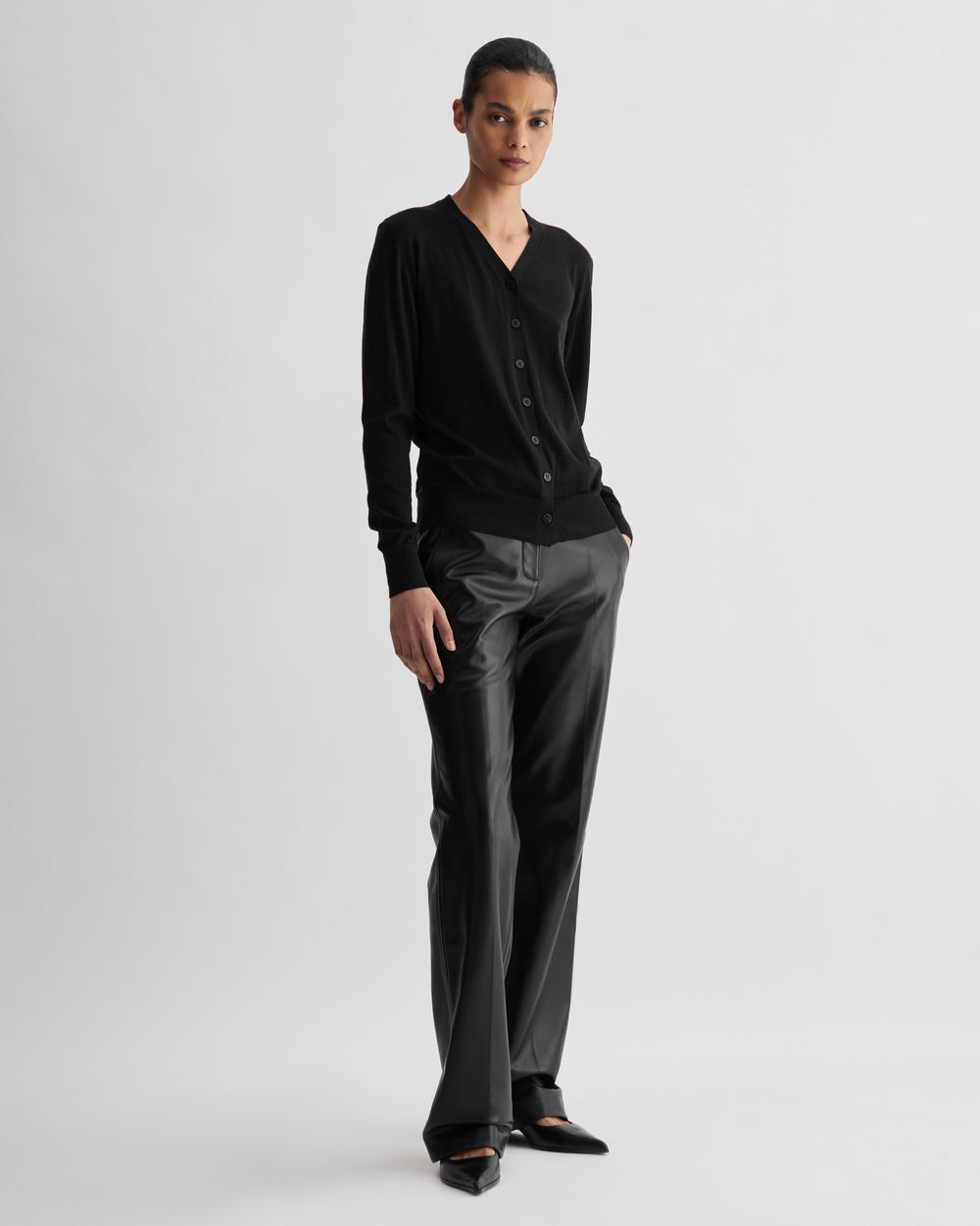Katie Cardigan in Merino Wool, Black