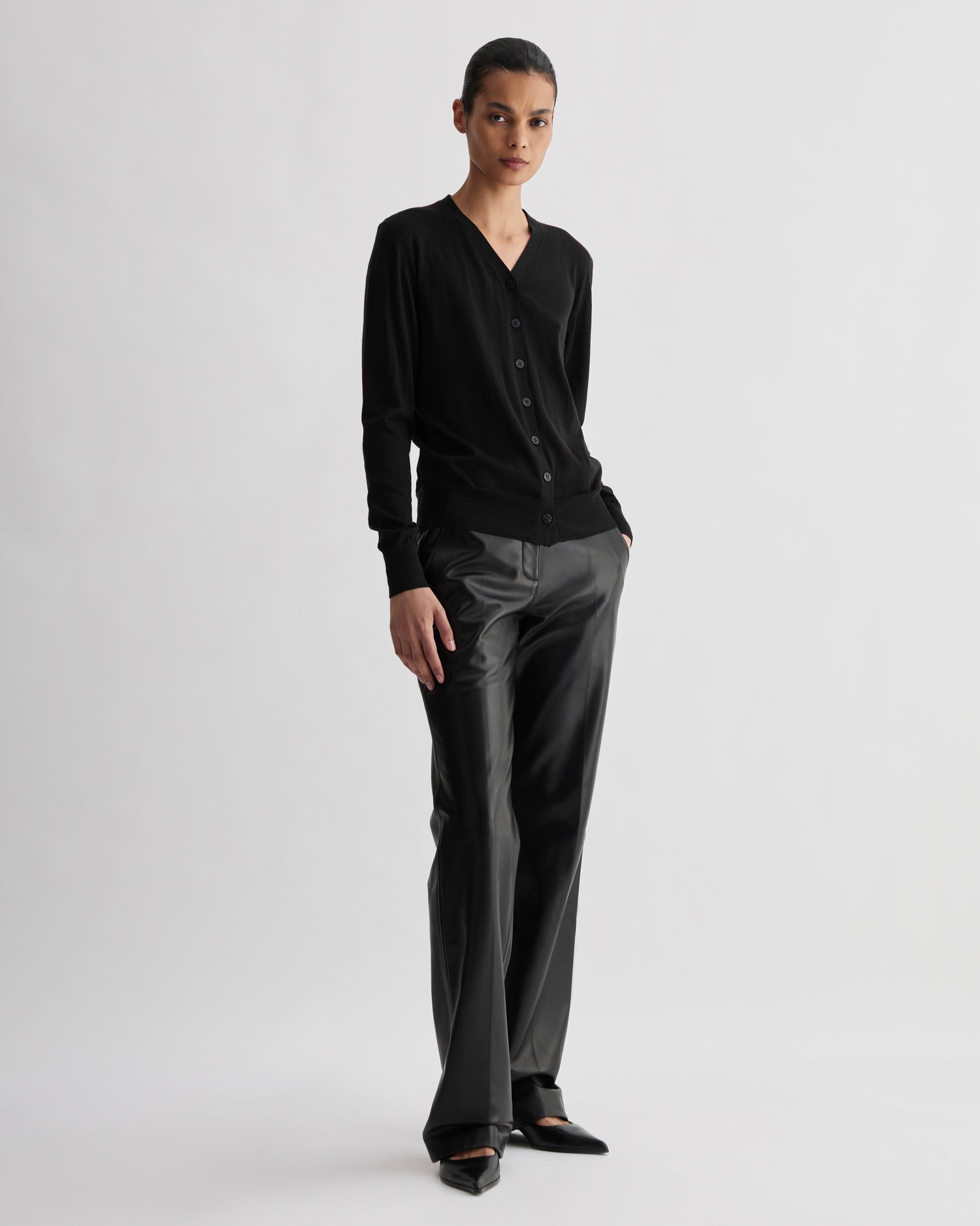 Katie Cardigan in Merino Wool, Black