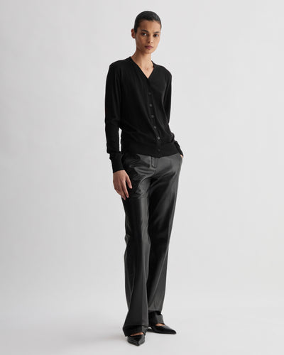 Katie Cardigan in Merino Wool, Black - Veronica De Piante