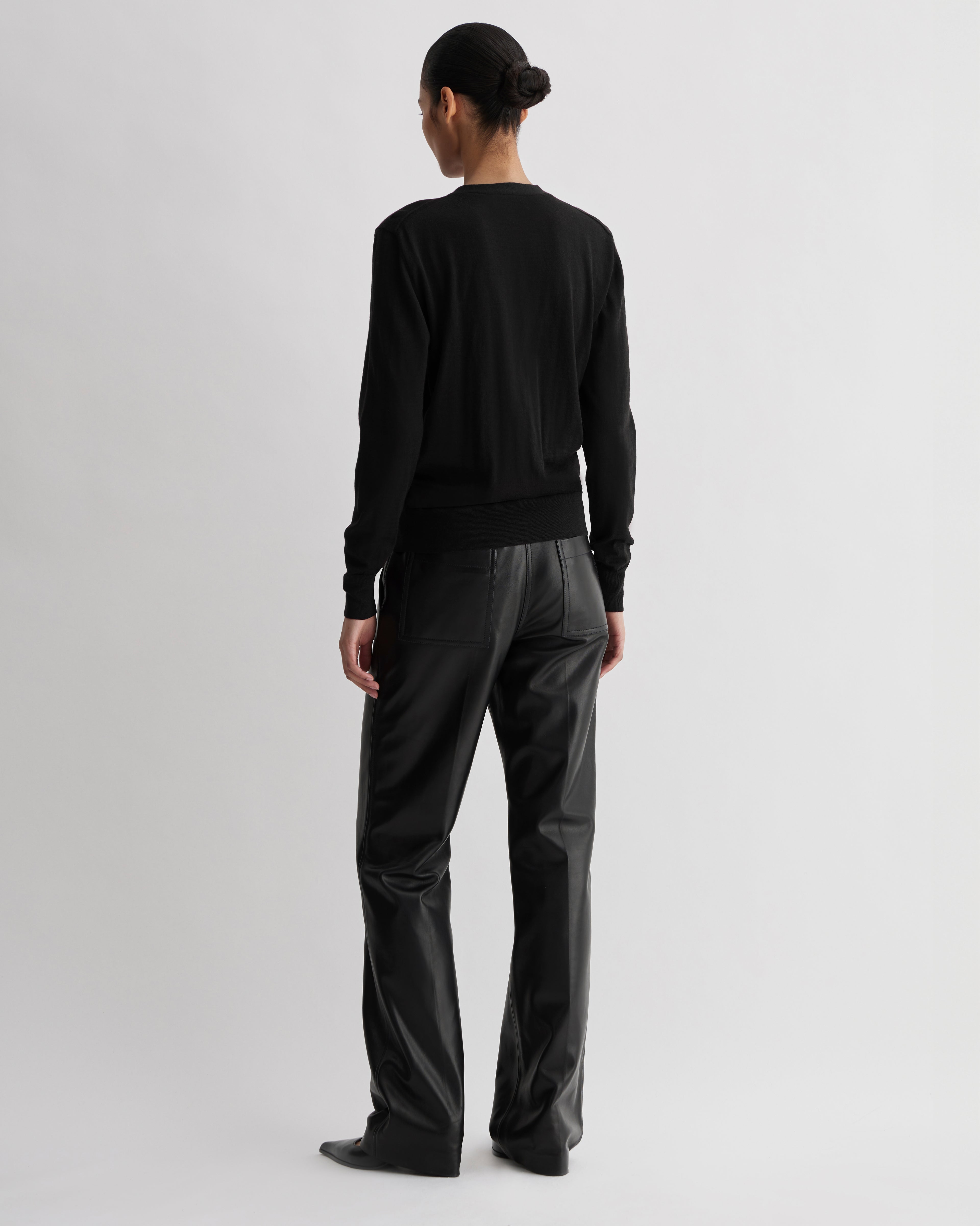 Katie Cardigan in Merino Wool, Black - Veronica De Piante