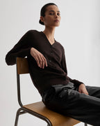 Katie Cardigan in Merino Wool,  Chocolate - Veronica De Piante