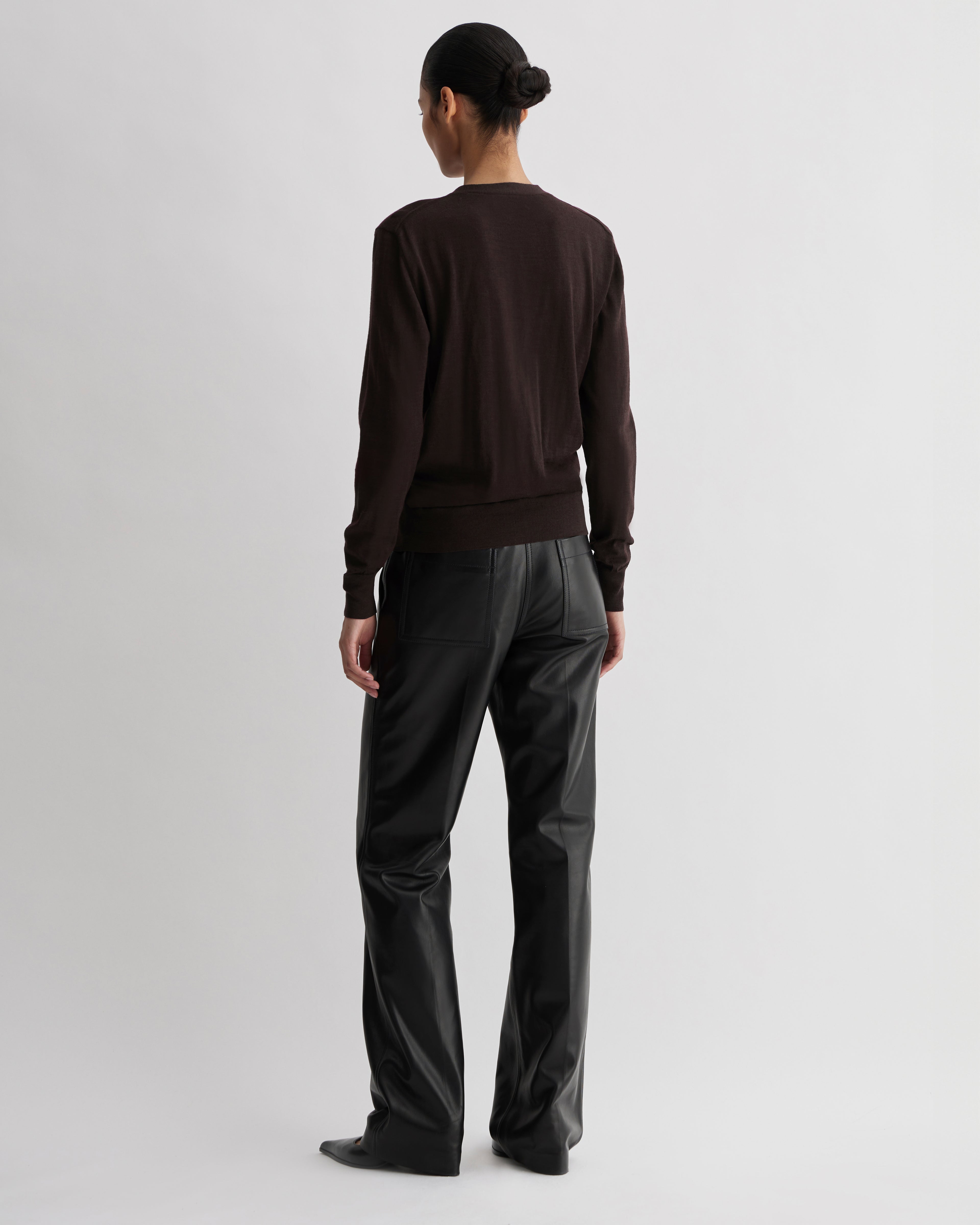 Katie Cardigan in Merino Wool,  Chocolate - Veronica De Piante