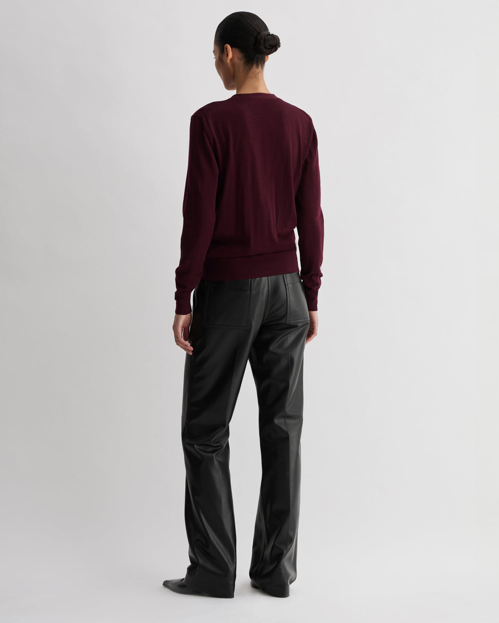 Katie Cardigan in Merino Wool,  Garnet