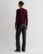 Katie Merino Wool Cardigan in Garnet, stylish knitwear with a cozy fit, featuring a rich red color and textured knit pattern.