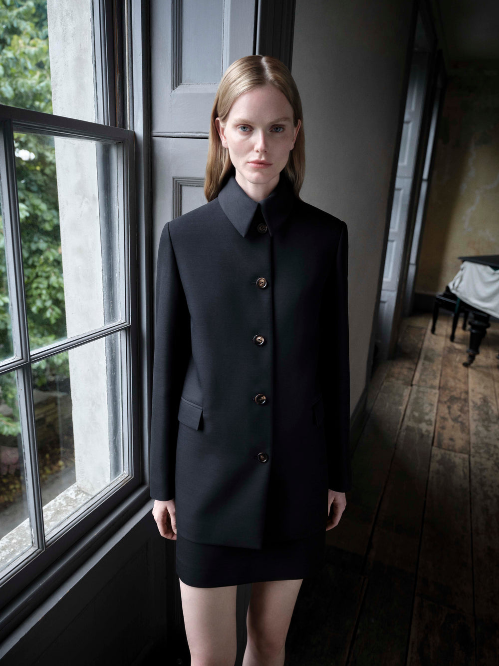 Klara Jacket in Wool Viscose, Black