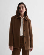 Camel corduroy Klara Jacket by Veronica de Piante. Structured women's coat with thick-wale ribbed texture and classic design