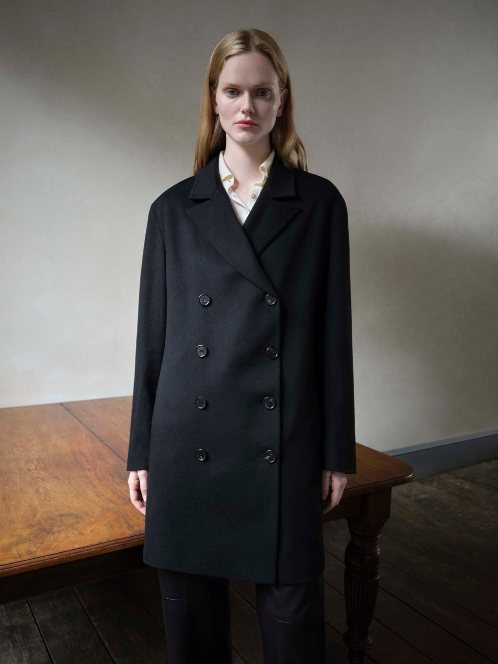 Lucas Coat in Cashmere, Black