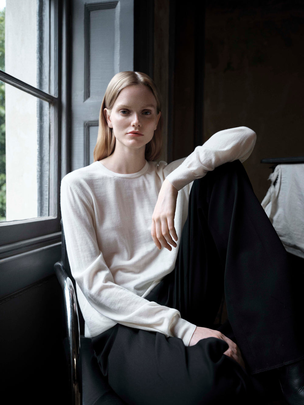 Lucy Sweater in Merino Wool, Cream