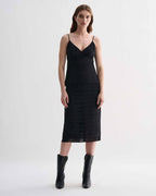 Black Lina camisole in lightweight georgette fabric by Veronica De Piante, featuring delicate straps and a flowing fit.