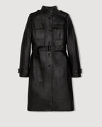 Celine Coat in Nappa Leather, Black - Veronica De Piante