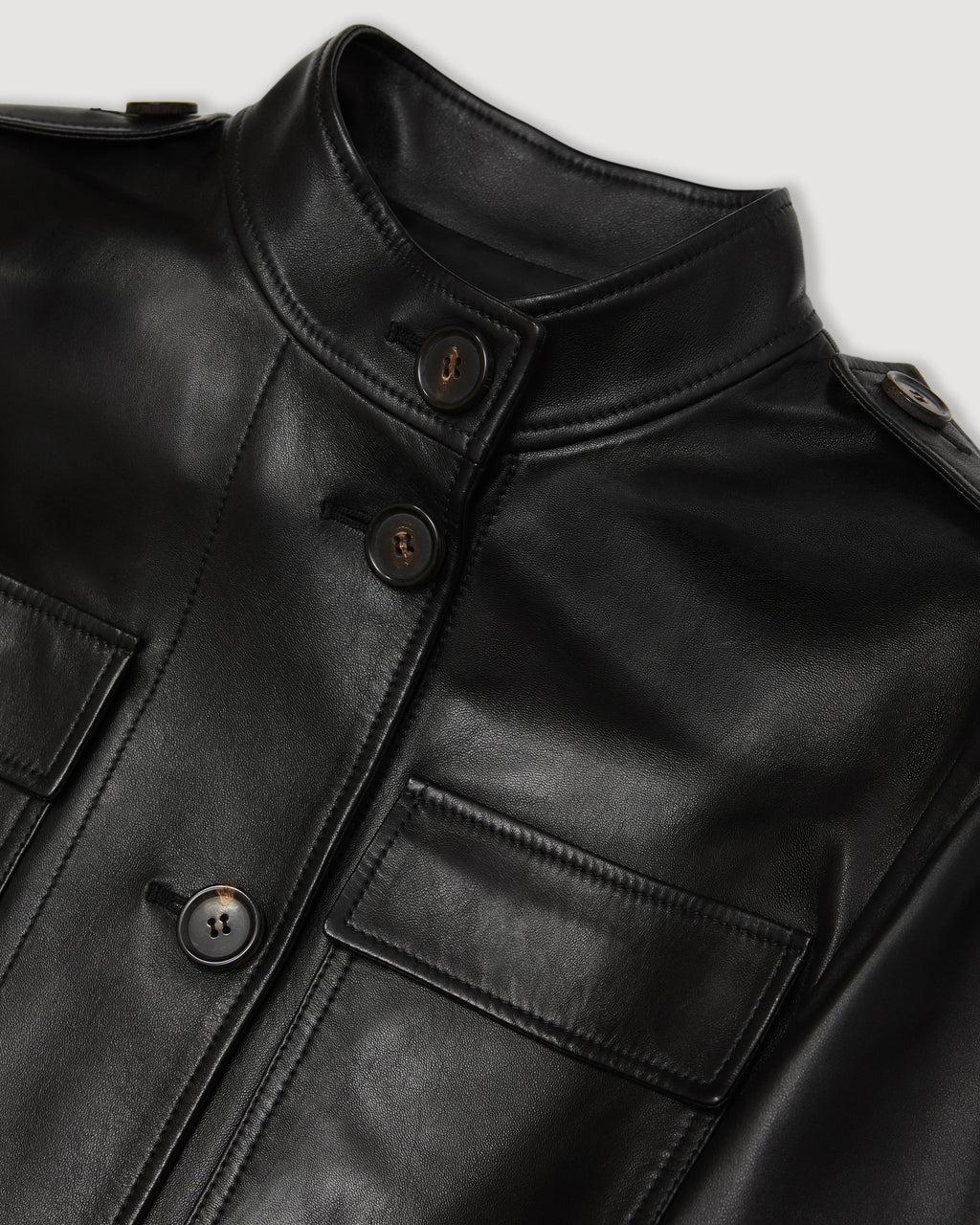 Celine Coat in Nappa Leather, Black - Veronica De Piante