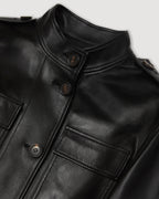 Celine Coat in Nappa Leather, Black - Veronica De Piante