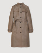 Celine Nappa leather coat in smog color, showcasing a sleek design and luxurious texture for a stylish outerwear option.