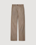 Avery Trouser Smog nappa leather mid-rise straight leg trousers packshot, with side slash pockets, zipper closure & horn button