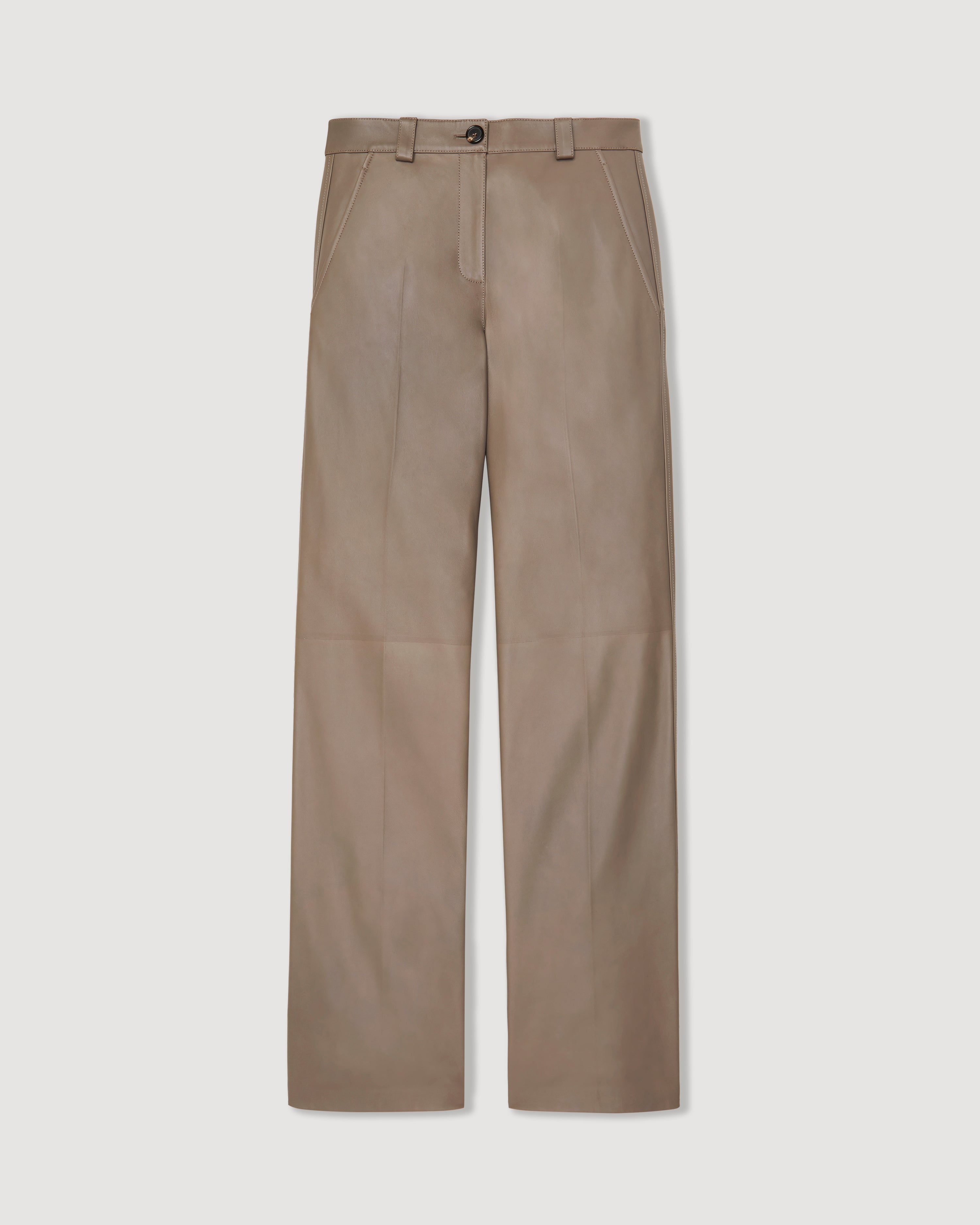 Avery Trouser in Nappa Leather, Smog