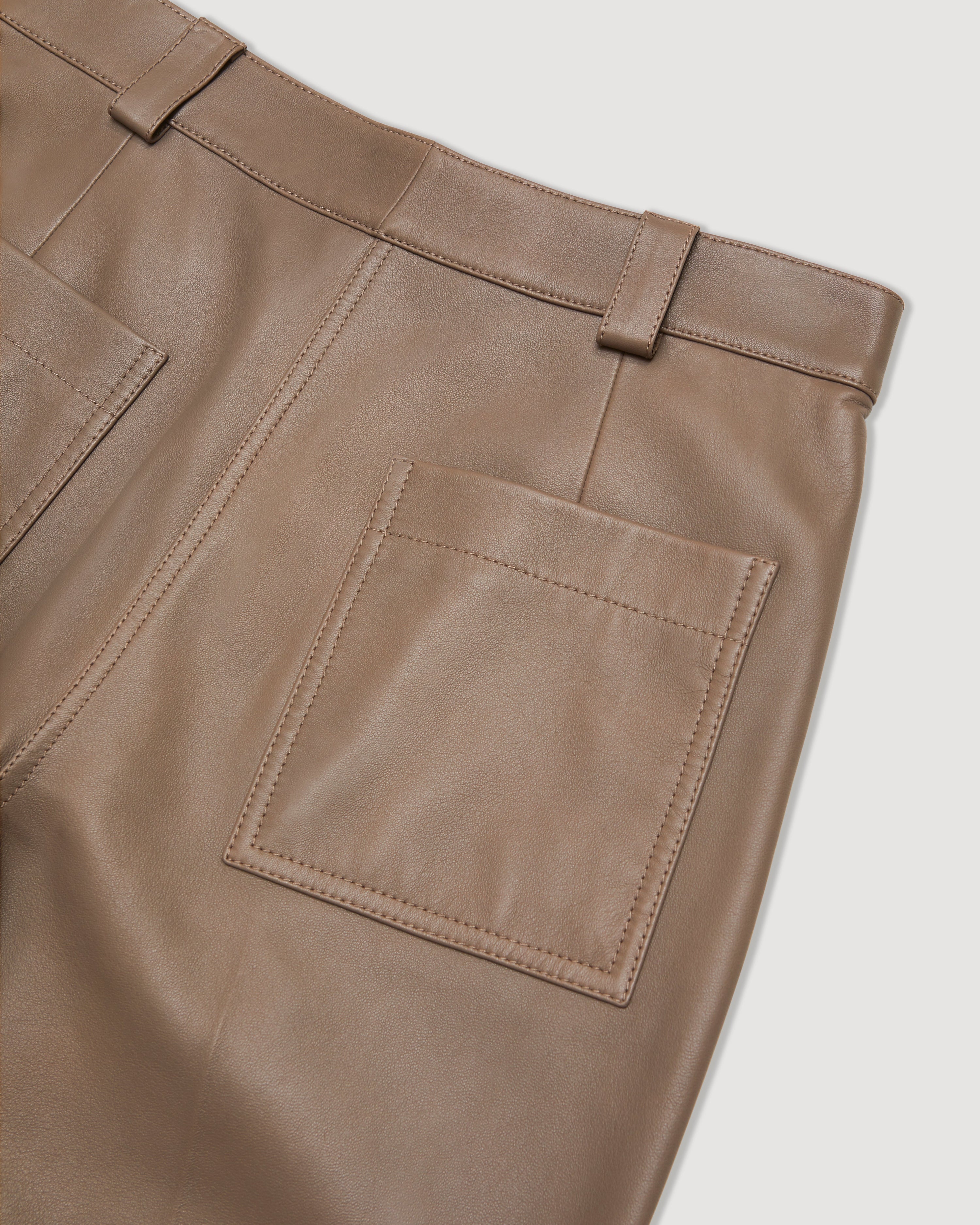 Veronica de Piante Avery Nappa Leather Trouser in Smog color, featuring tailored fit and smooth leather texture.