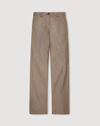 Veronica de Piante Avery Trouser in Nappa Leather, Smog color, showcasing the tailored fit and smooth leather texture.