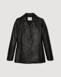 Blaire Jacket black nappa leather relaxed fit button-down shirt jacket horn buttons Packshot