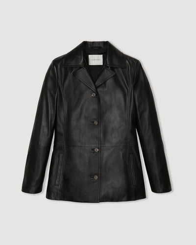 Blaire Jacket black nappa leather relaxed fit button-down shirt jacket horn buttons Packshot