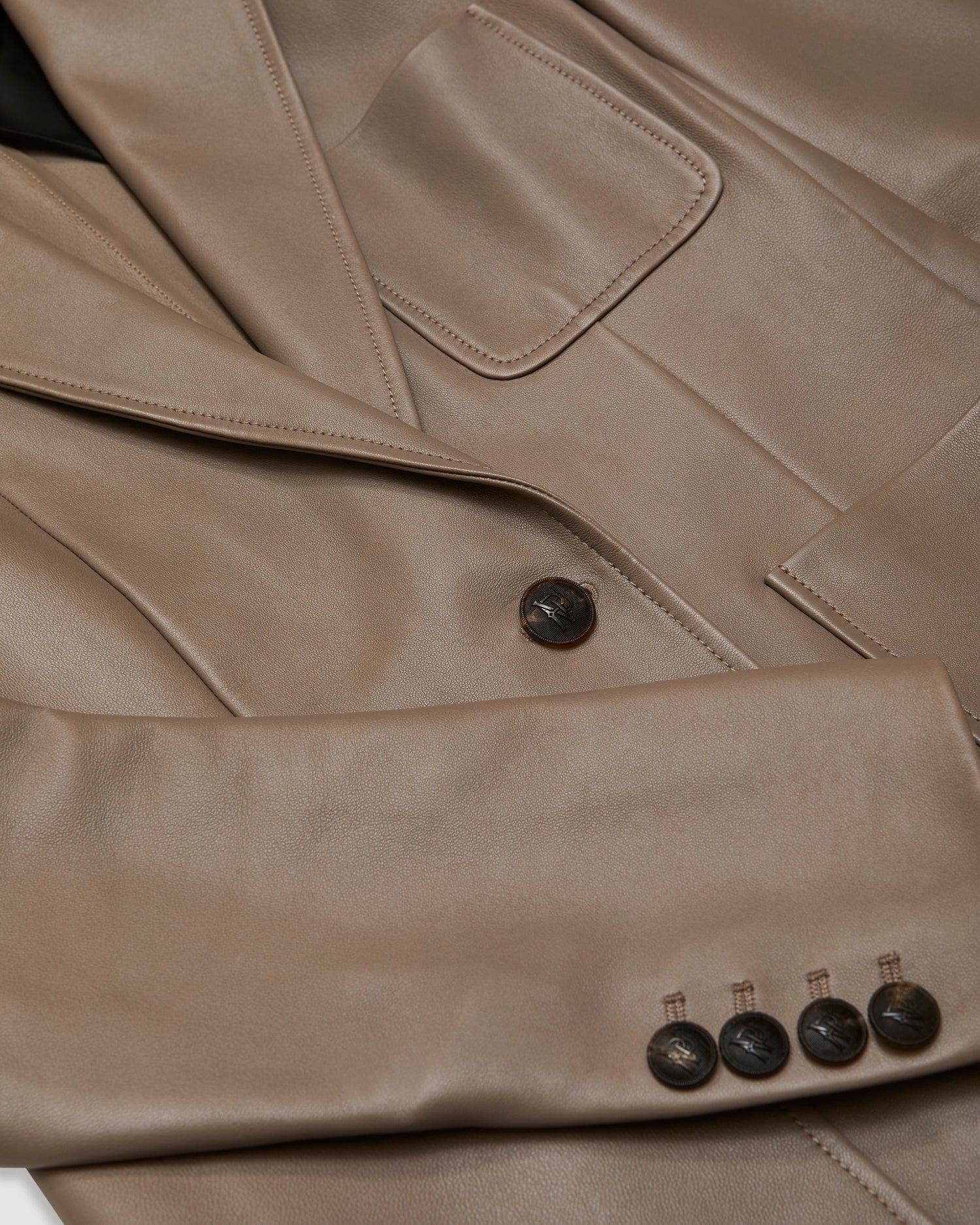Veronica de Piante Faye Nappa Leather Jacket in Smog, stylish coat with sleek leather finish and tailored fit.