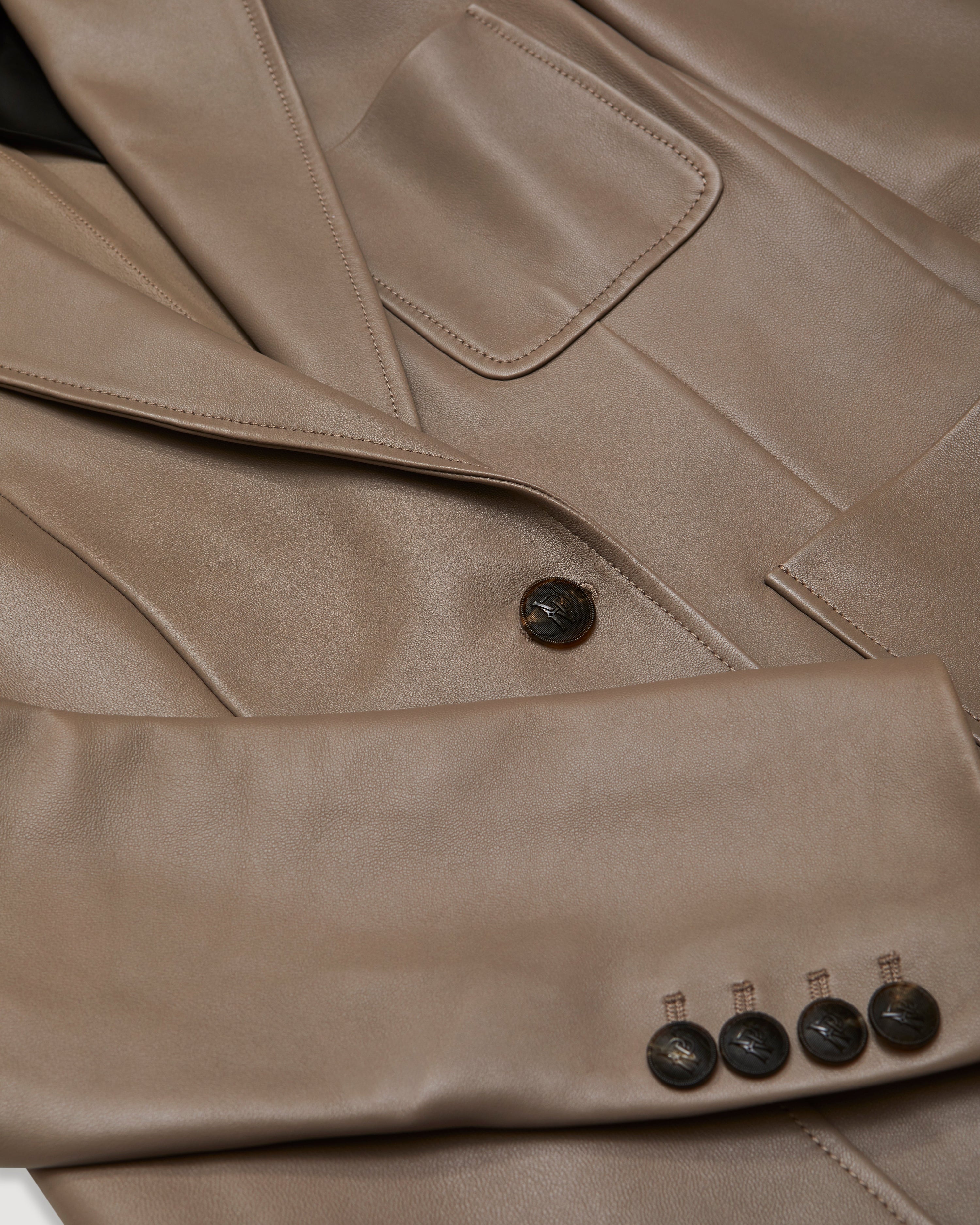 Veronica de Piante Faye Nappa Leather Jacket in Smog, stylish coat with sleek leather finish and tailored fit.