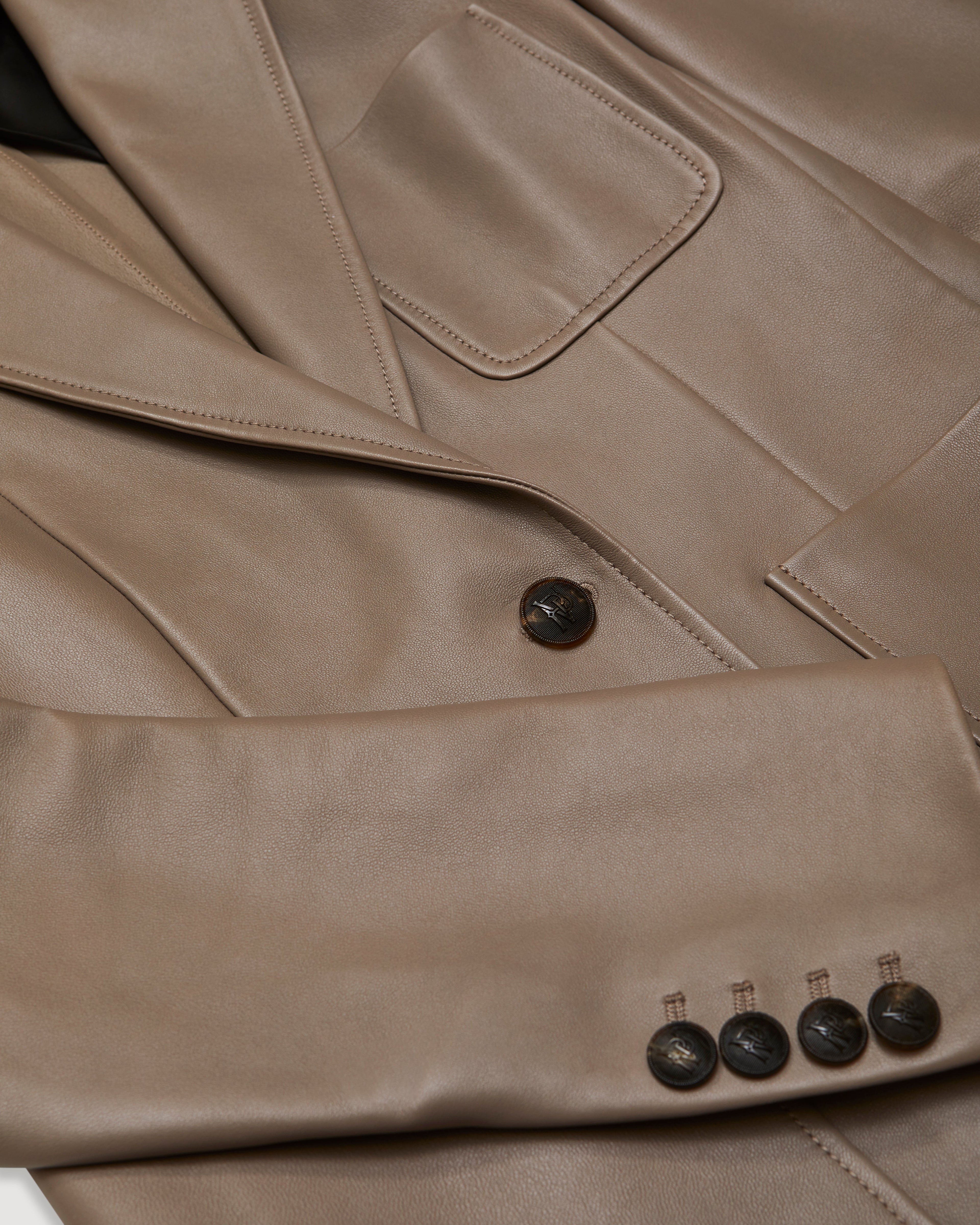 Veronica de Piante Faye Nappa Leather Jacket in Smog, stylish coat with sleek leather finish and tailored fit.