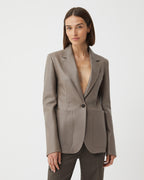 Veronica de Piante Faye Jacket in Nappa Leather Smog color, stylish coat with a sleek leather finish and modern design.