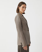 Veronica de Piante Faye Nappa Leather Smog Jacket, stylish coat with sleek leather texture and tailored fit.