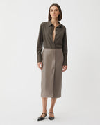 Nappa leather Phoebe skirt in smog color, showcasing a sleek design and stylish fit for modern outfits.