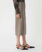 Phoebe Nappa Leather skirt in Smog color, showcasing a sleek design and soft texture, perfect for stylish outfits.