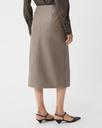 Phoebe skirt in smog-colored nappa leather, showcasing a sleek design and smooth texture.