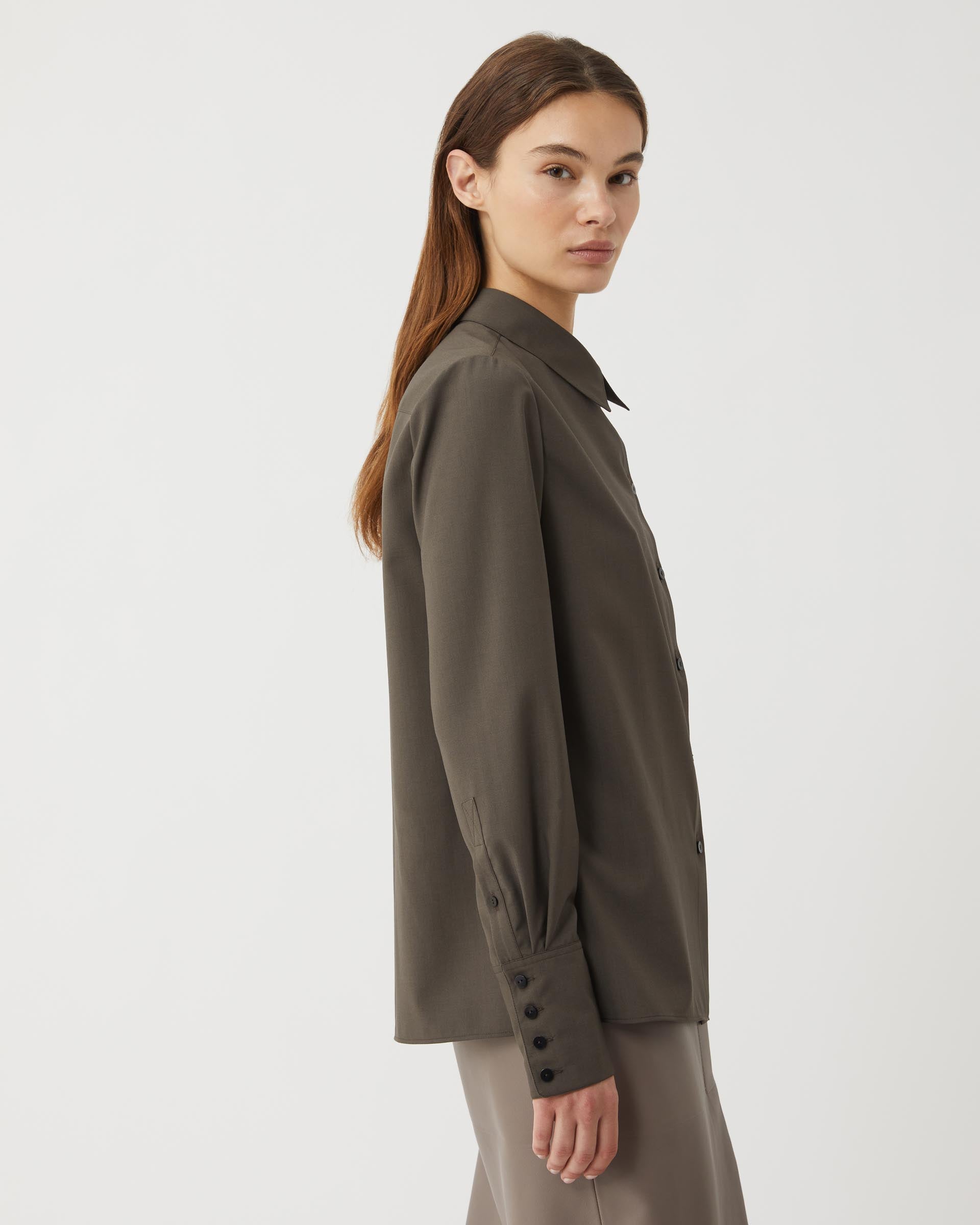 Paloma Shirt in Light Wool, Misty Green