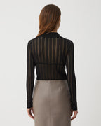 Black Lydia Silk Crepe Polo by SALE, a stylish knitwear top featuring smooth silk crepe fabric and a classic fit.