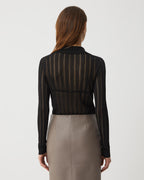 Black Lydia Silk Crepe Polo from SALE, showcasing a stylish knitwear top with a smooth, elegant fabric and classic fit.
